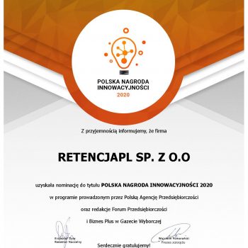 retencja.pl  Zrealizowane projekty Polska Nagroda Innowacyjności 2020 – nominacja